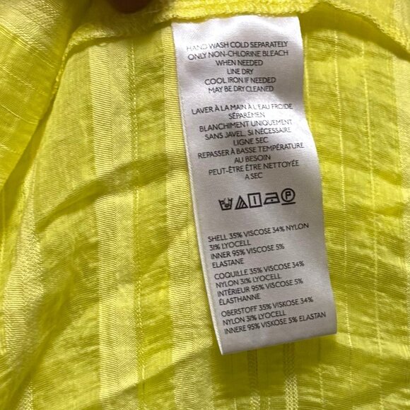 Anthropologie Long-Sleeve Yellow Zip-Front Mini Dress Size S Oversized - Picture 9 of 9